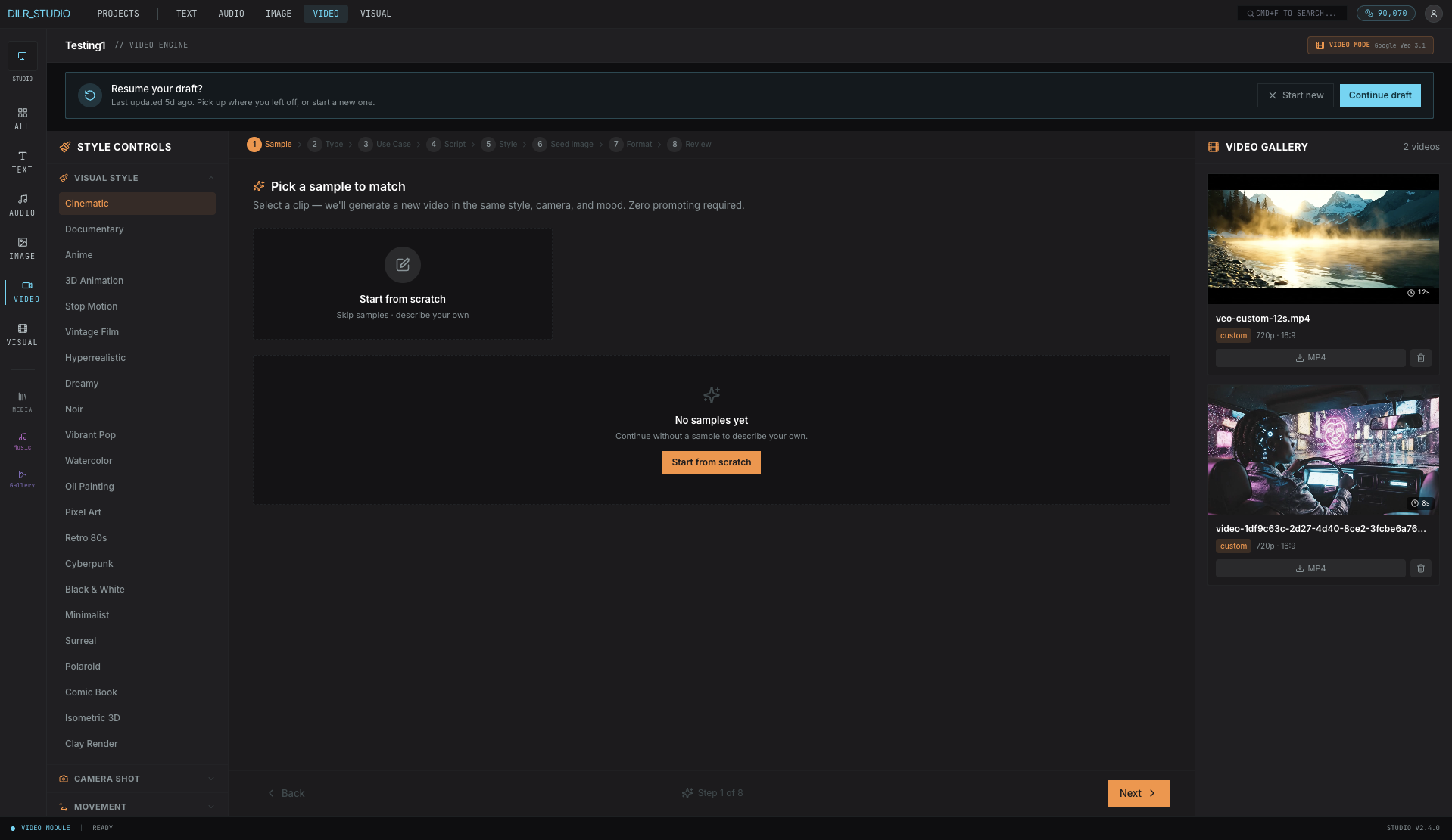 Dilr Studio interface